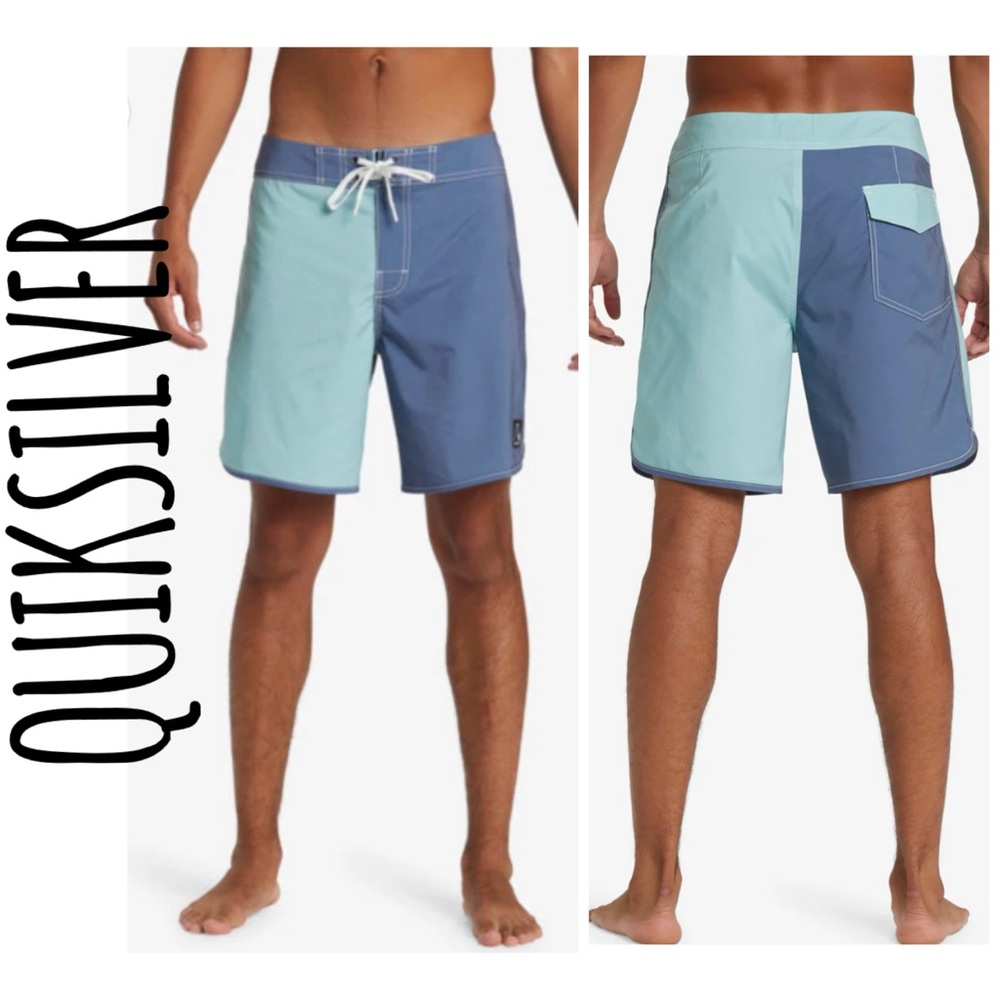 Quiksilver Men's Blue Original Scallop Jester 18" Boardshorts Size 34 NWT